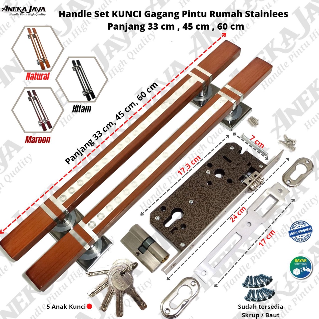 Handle set kunci pintu rumah gagang pintu rumah 33 cm 45 cm 60 cm tarikan pintu rumah pegangan pintu rumah terbaru murah 2022