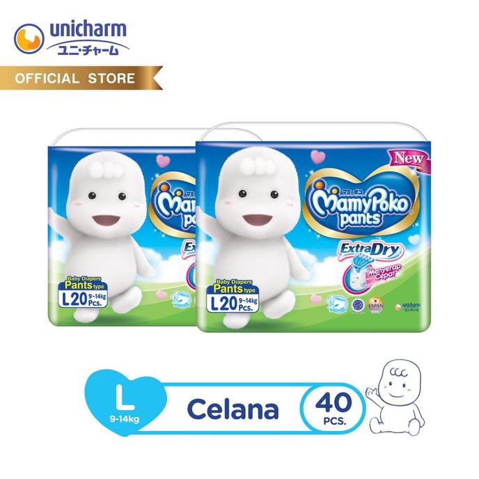 MamyPoko Pants Extra Dry - L 20 - Popok Celana - 2 Packs