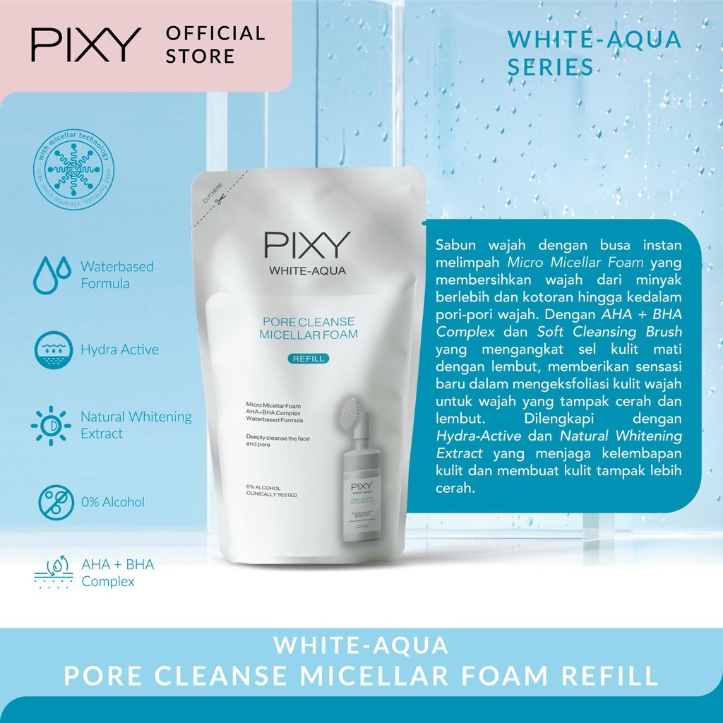 PIXY WHITE - AQUA PORE CLEANSE MICELLAR FOAM 90 ML (REFILL)