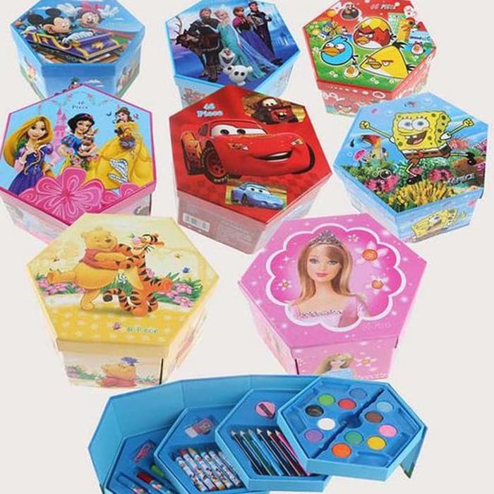 

me271 Alat Mewarnai Crayon Set Warna Warni Segi 6 Enam 46 pcs Art Lucu