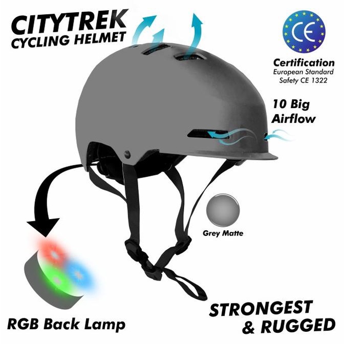 Helm Sepeda Singletrek City Trex Reject Fabric HSRF HSB Grey