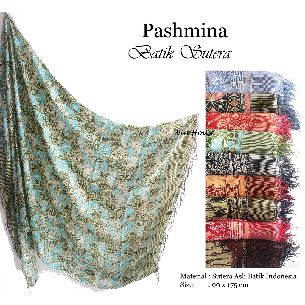 10 pcs Exclusive Pashmina Batik Sutera Sutra Premium Scarf Syal Selendang Motif