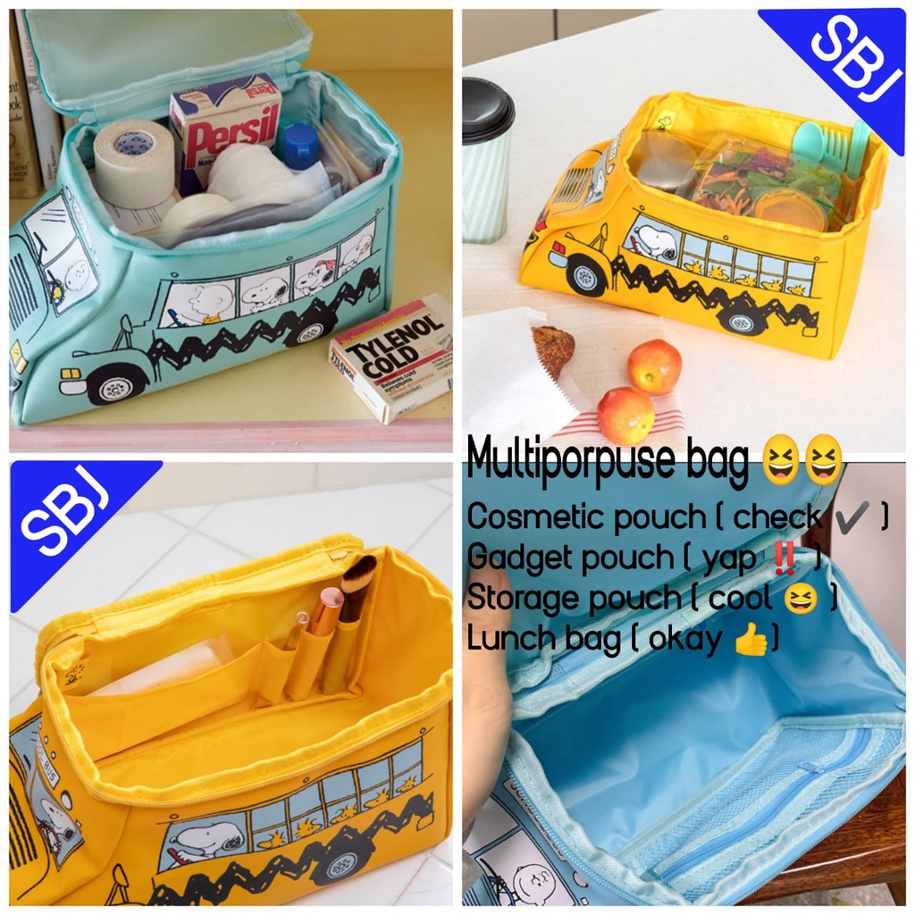 Tas multifungsi organizer kosmetik toiletries / tas gadget / tas mainan / tas jalan - jalan / tas bekal SNOOPY