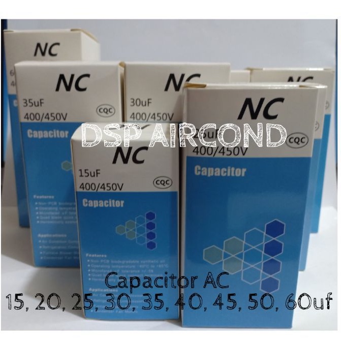 Kapasitor AC NC 15uf 20uf 25uf 30uf 35uf 40uf 45uf 50uf 60uf