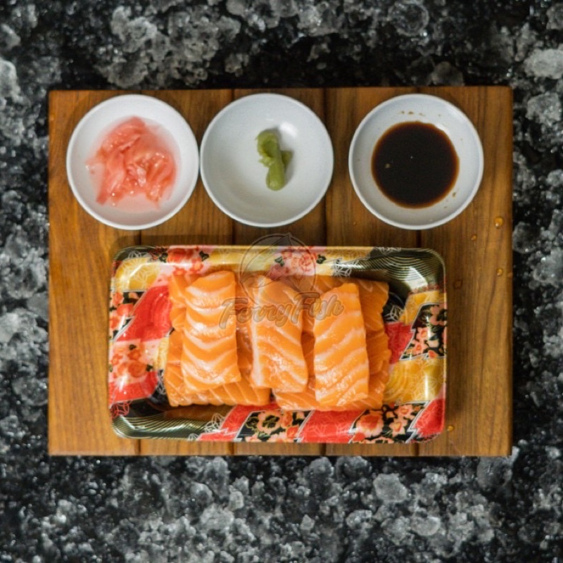 

Salmon Fresh Sashimi Cut 100 gram Free (Soyu,Wasabi & Gari)