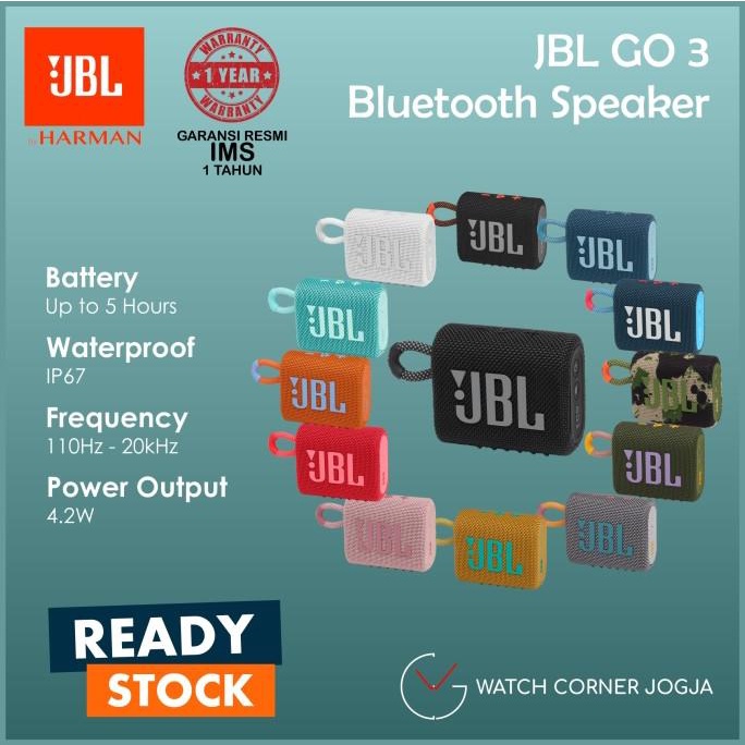 JBL GO 3 / GO3 Portable Bluetooth Speaker ORIGINAL GARANSI RESMI IMS