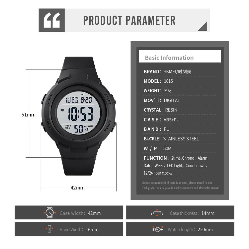 Jam Tangan Pria SKMEI 1615 Digital Led Original SKMEINDONESIA