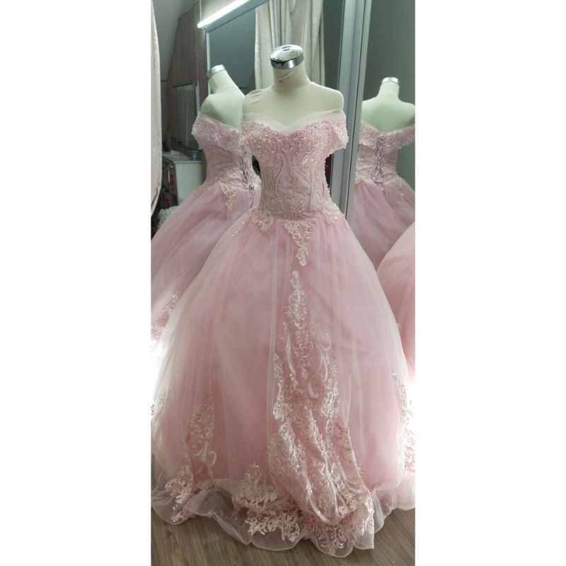 [GRATIS ONGKIR]Gaun prewed baby pink / gaun prewedding second / gaun prewedding preloved