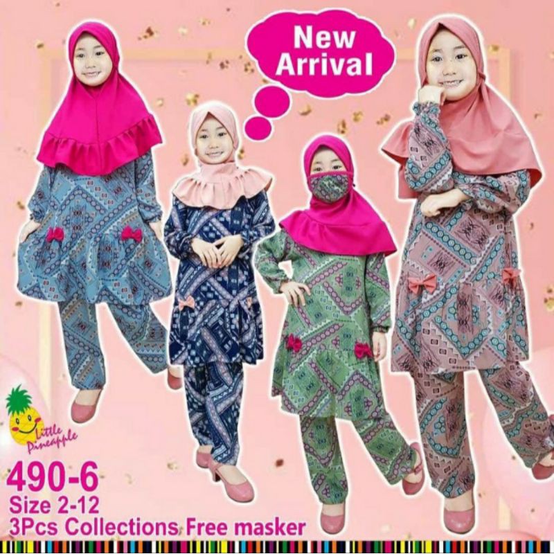 Baju Muslim Anak Perempuan Set Dilla Rayon 3-8 Tahun