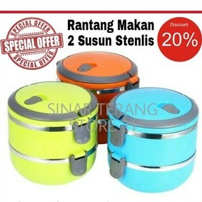 Mangkok Makan 2 Susun Steinles Tempat Bekal Makan Siang Anak - Kerja