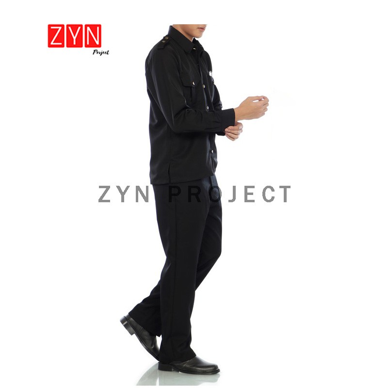 Seragam Safari Baju Safari Setelan Safari Security Satpam Lengan Panjang Hitam Navy Biru Dongker Ser