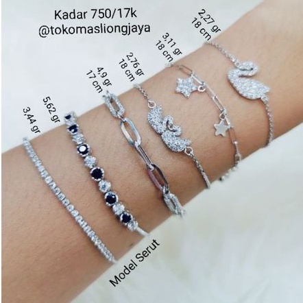 Gelang Angsa/ Gelang Serut Emas Putih Kadar 750