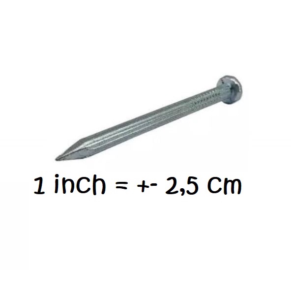 Paku beton tembok 1&quot; 1,5&quot; 2&quot; 2,5&quot; 1 1,5 2 2,5 1.5 2.5 in inci inch eceran satuan ketengan Galvanis putih kuat kokoh concrete nails untuk aksesoris talang bracket pegangan