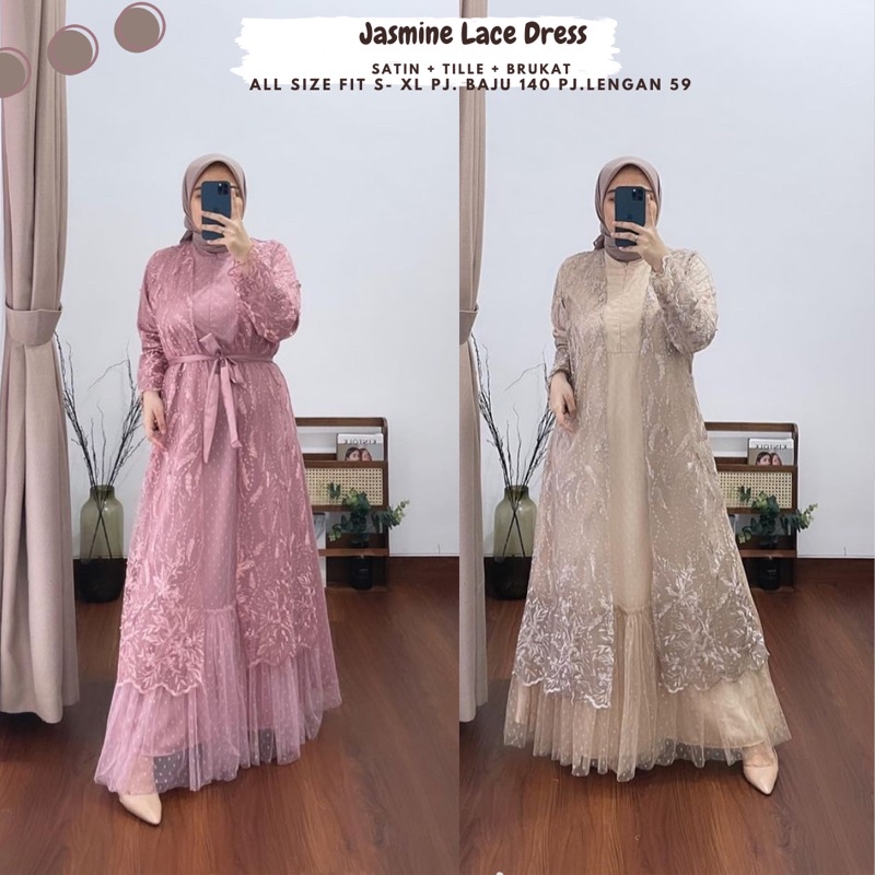 Jasmine Tille Dress Ld 110/Dress Tille Jumbo/Dress Tille Brukat/Dress Seragaman/Dress Lebaran