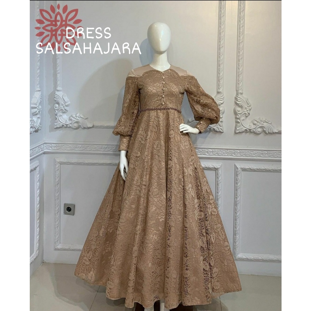 SALSAHAJARA MAXI DRESS PESTA 3UKURAN M L XL / DRES BRUKAT MEWAH/ SALSAHAJARA GAMIS BRUKAT eD / DRES NIKAHAN / PARTY DRESS