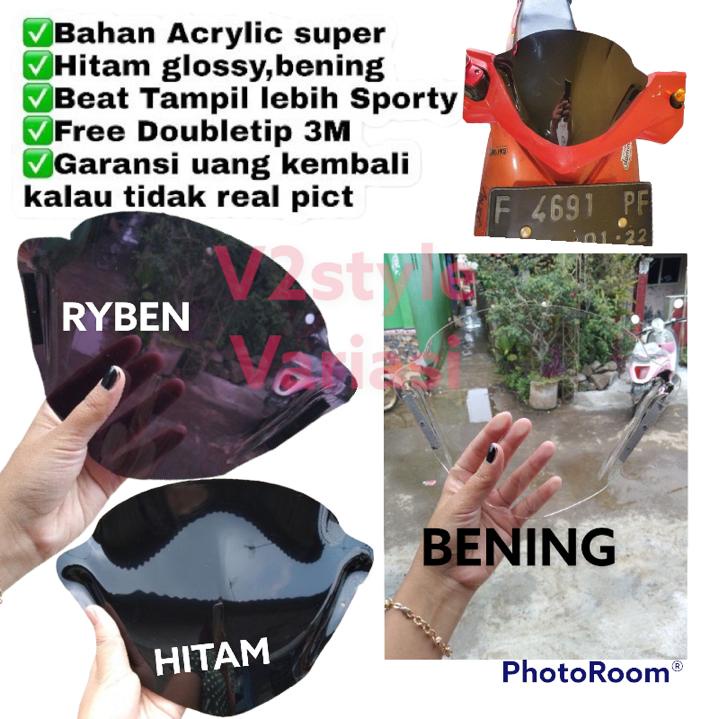 FREE BUBBLE ! WINDSHIELD HONDA BEAT KARBU 2008 - 2012 VISOR BEAT LAMA CARBU PNP BONUS DOUBLE TIP 3M WINSIL VISOR BEAT OLD 2008 2009 2010 2011 2012 KACA ANGIN BATOK DEPAN BEAT LAMA TEMPEL RYBEN BENING HITAM TRANSPARAN KACA AKRILIK GRADE A TEBAL 2MM GRATIS