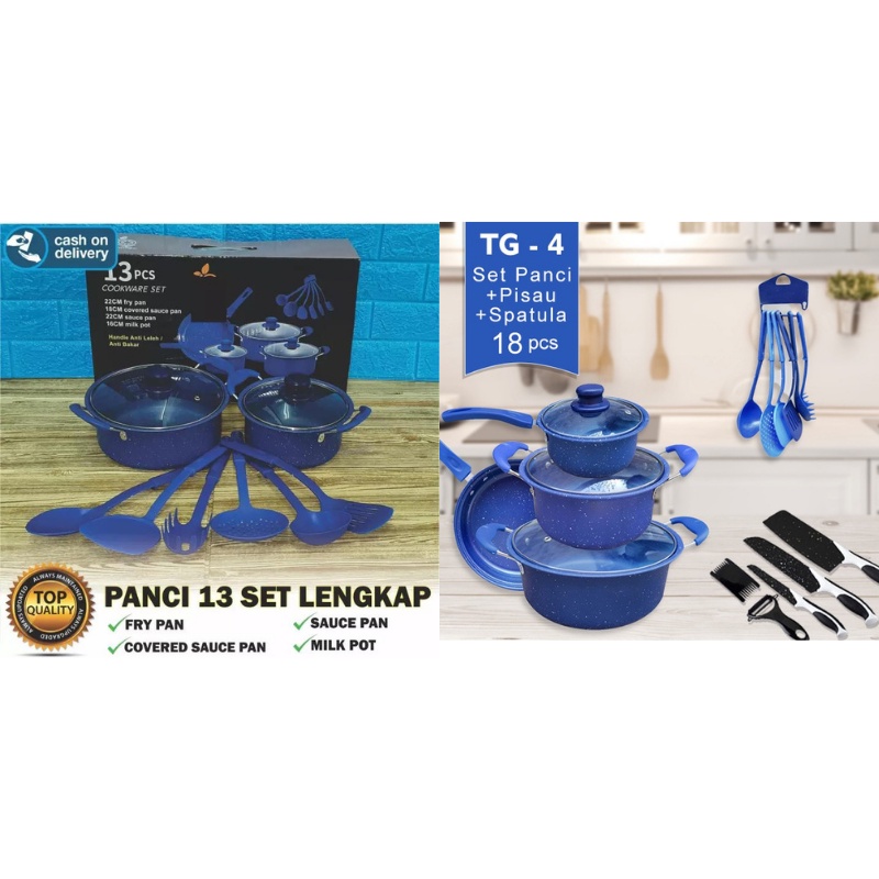 PROMO Panci teflon set lengkap teflon Warna Cookware Frypan Saucepan Free Spatula 6Pcs ibu-ibu wajib punya