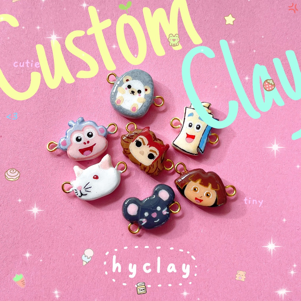 Custom charm clay bracelet