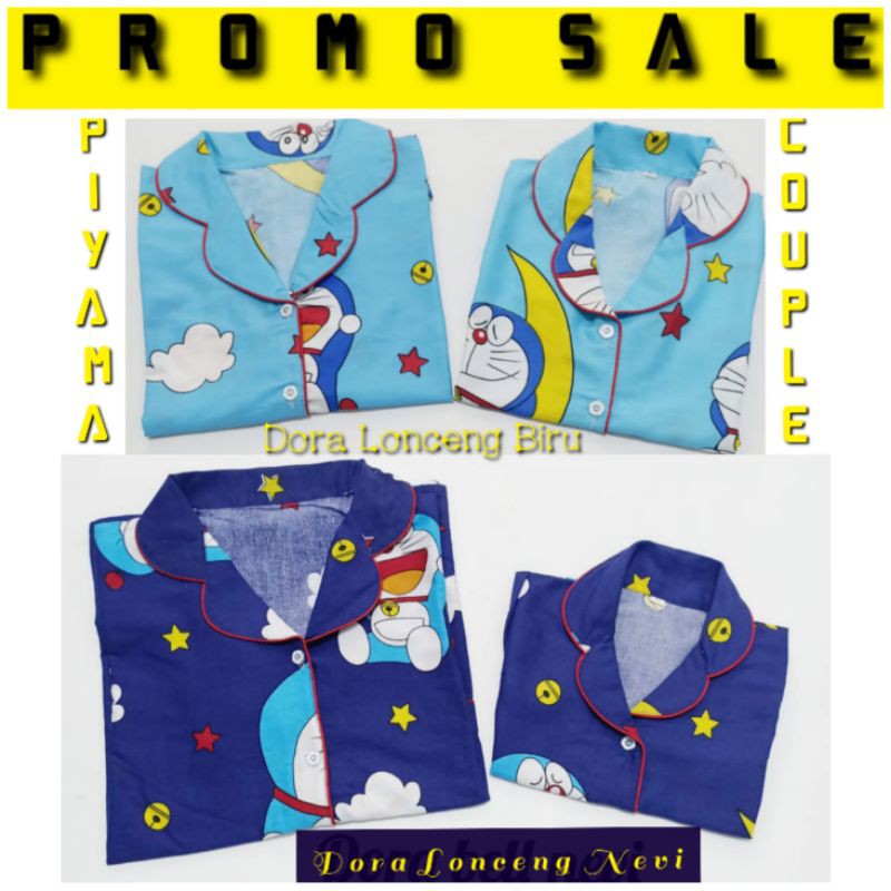 baju tidur katun ibu dan anak  bisa pasangan keluarga motif emon lonceng