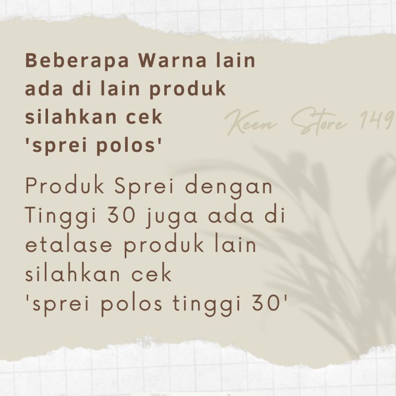 Seprai Sprei Polos Bed tinggi 30 180x20x30 160x200x30 120x200x30 140x200x30 100x200x30 90x20x30 sprei Bedsheet Polos tanpa Embos Estetik Korean Minimalis Dekor kamar Homestay