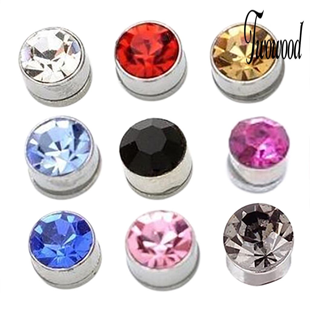 1 Pasang Anting Magnetik Bentuk Bulat Bahan Besi Untuk Wanita