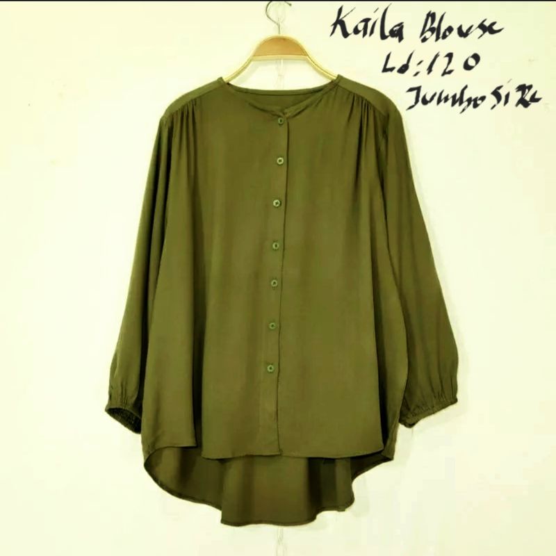 KAYLA BLOUSE/ATASAN JUMBO/BLOUSE JUMBO/LD120/BIG SIZE/ATASAN KEKINIAN/BUSUI/KANCING AKTIF/COD!!!