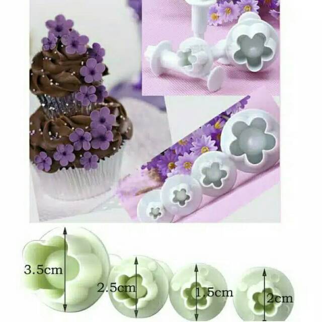 Cetakan fondant plunger chery blossom stamp emboser clay dekorasi kue silmat Rolling modelling tools