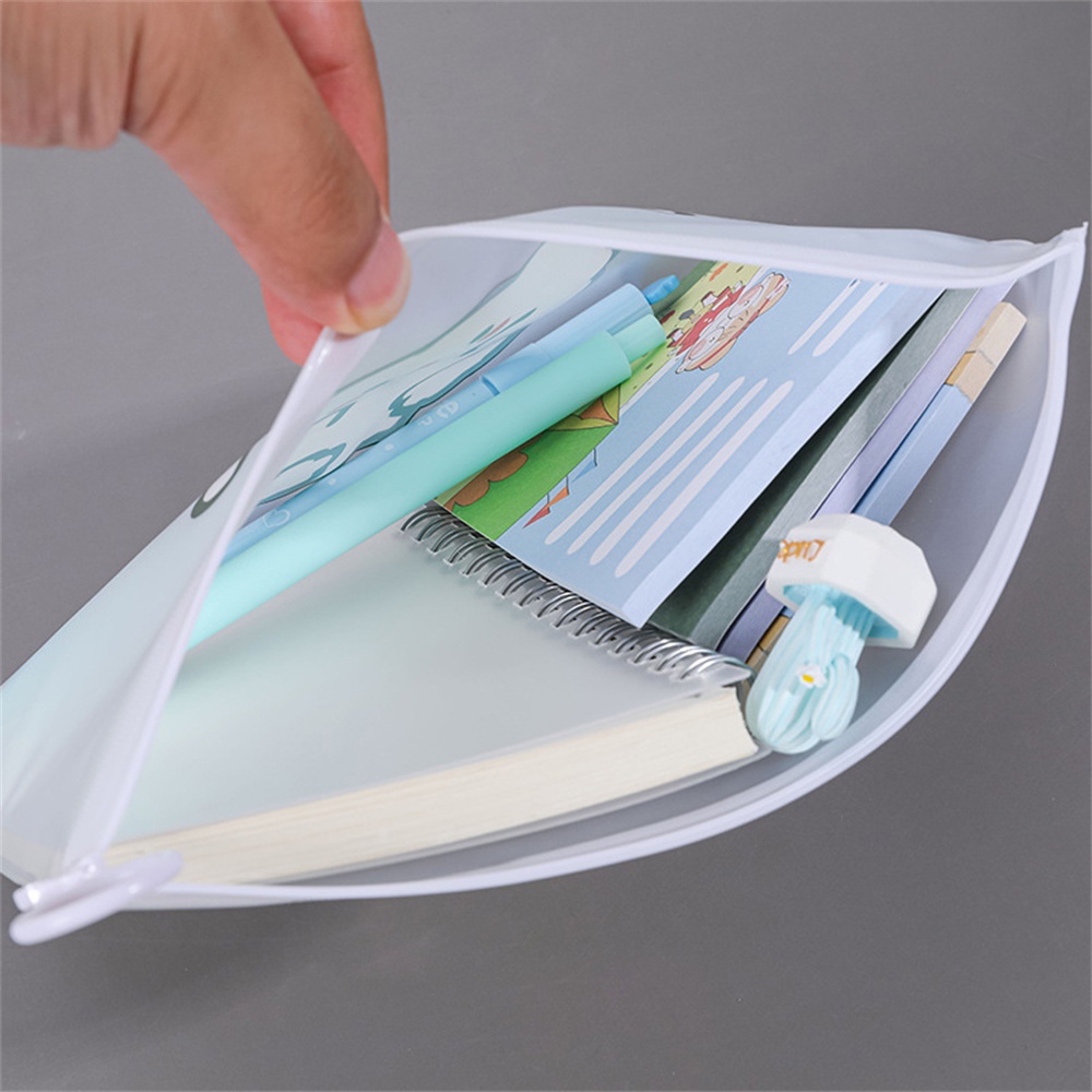 Tas Penyimpanan File Folder Multifungsi Motif Kartun Transparan Dengan Ritsleting Untuk Pelajar