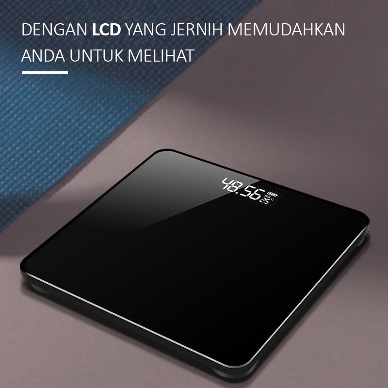 esok timbangan badan digital warna pink merah muda dengan usb charging anti pecah with lcd