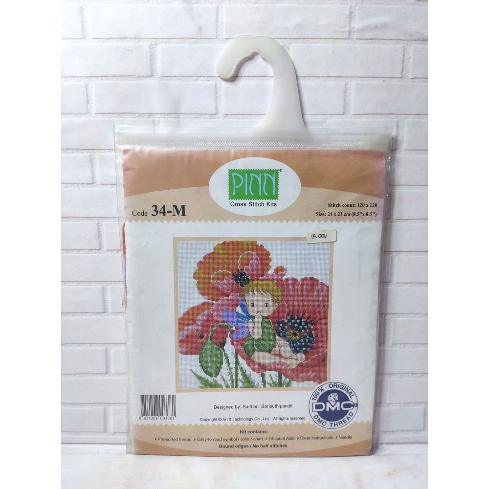 Paket DIY Craft Sulam Kristik Strimin Ori PINN 34-M Peri Bunga Poppy Fairy