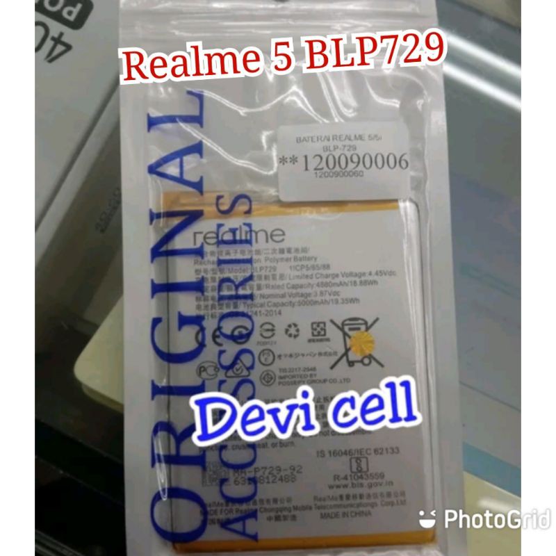 BATERAI REALME C3  5I 5S REALME C20 REALME C21 C21Y BLP729 BLP-729 ORIGINAL