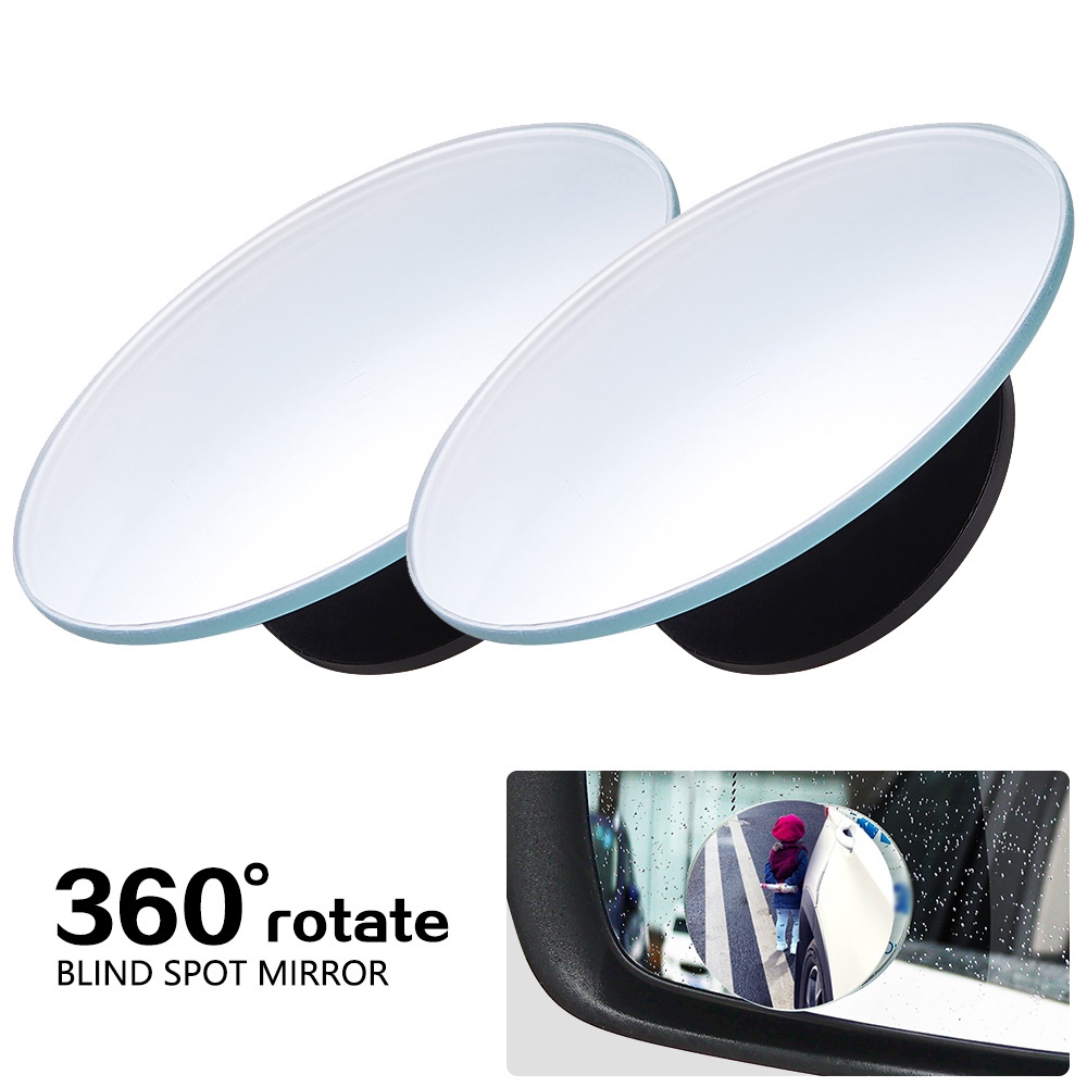 2pcs Kaca Spion Blind Spot Mobil Universal Bentuk Bulat Kecil Dapat Berputar 360 Derajat