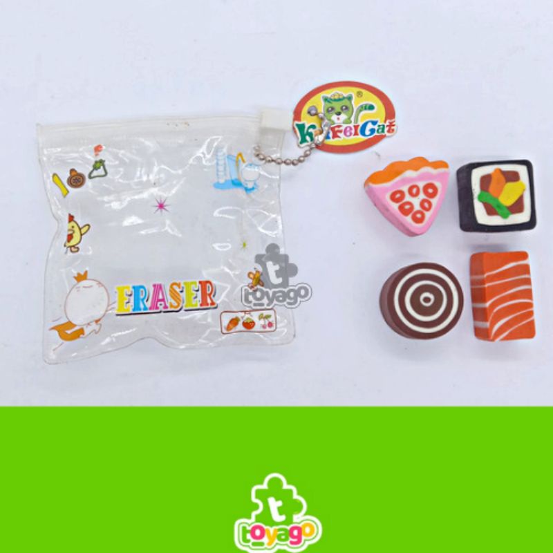 Penghapus Pensil Motif Sushi isi 4 pcs (free pouch)