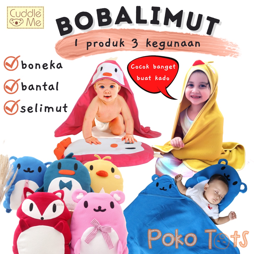 Cuddle Me Bobalimut 3in1 Boneka Bantal &amp; Selimut Cuddleme Karakter Multifungsi Serbaguna Kado Bayi Lahiran