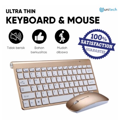 Keyboard Plus Mouse Wireless Unitech UC1 Slim Super Silent Desain Ultrathin Elegan