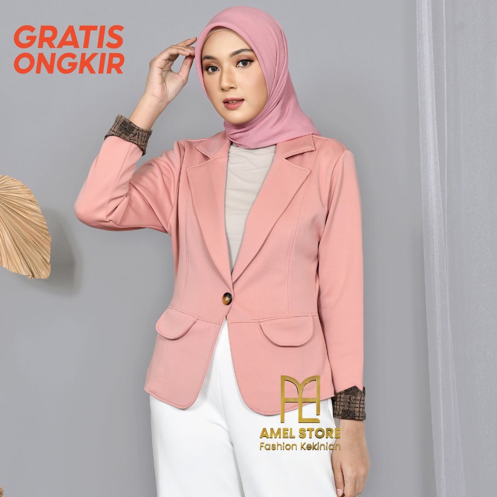 Jas blazer cewek wanita remaja formal kerja kantor korean style fashion muslimah bahan scuba import 