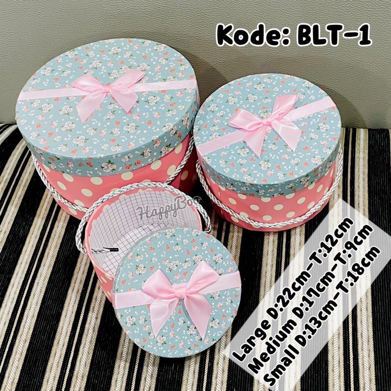 gift box kado kotak kado premium bulat set 3 / satuan large medium small kecil besar sedang blt1