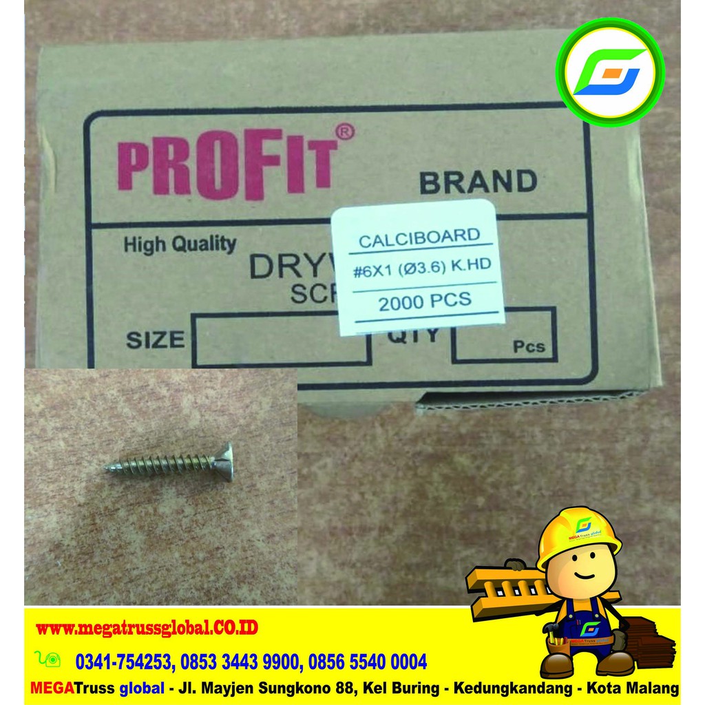 Sekrup Kalsi 6x1 Kalsi Board/GRC/Kalsiboard