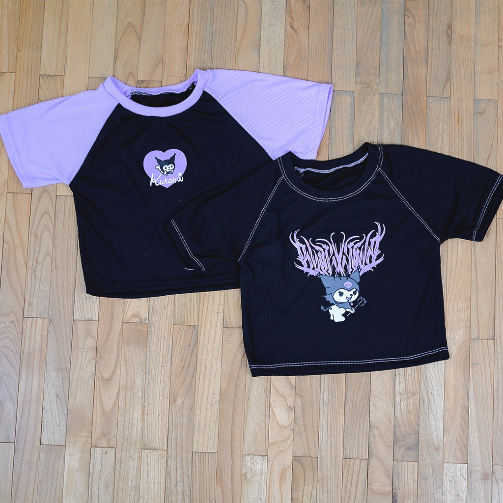 AFI - EC - Kaos Kuromi Purple Crop Top RIB (LD 88, P 40)