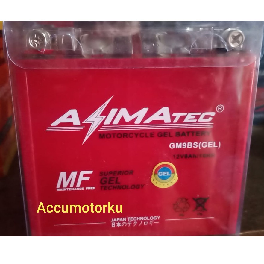 Aki/Accu Azimatec GM9BS gel aki kering untuk Thunder, Pulsar