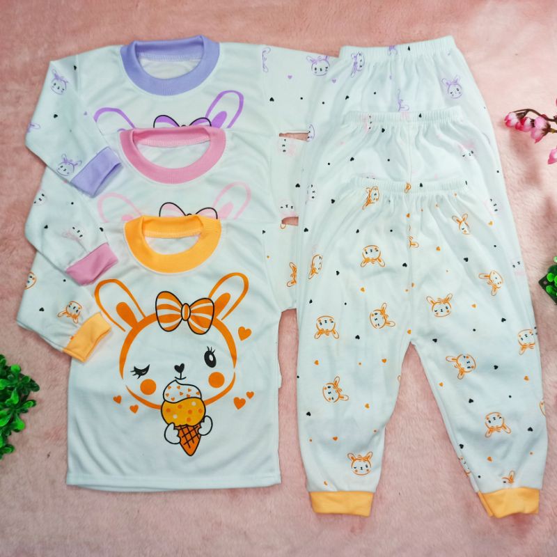 Ss#8004 Piyama Bayi Perempuan Size 0-10bulan / Baju Bayi New born / Pakaian Bayi / Baju Tidur Anak