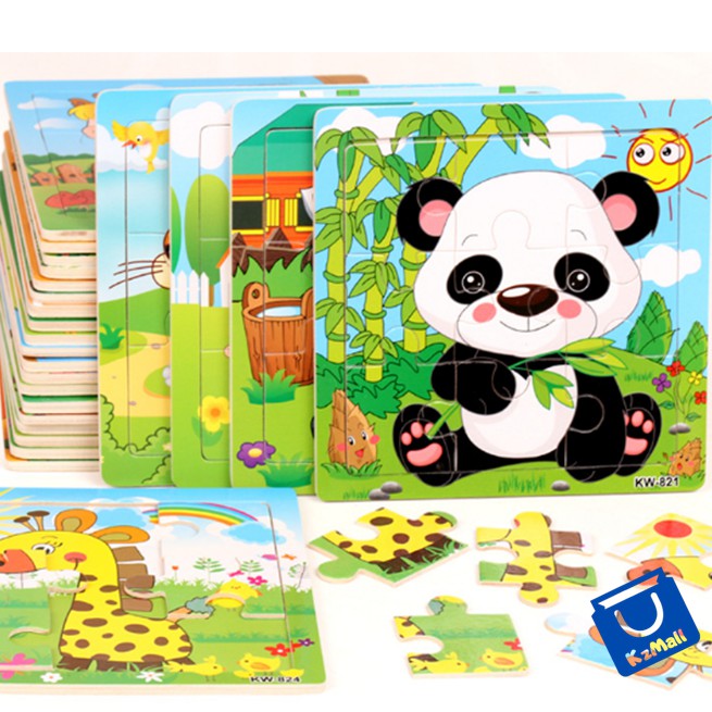 Puzzle Edukasi 9 Kotak / Mainan Edukasi / Puzzle Kayu Anak / Jigsaw Puzzle 9 Pcs