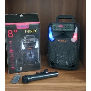 NEW SPEAKER FLECO F-8606C MIC WIRELESS 8'5 INCH TANPA KABEL FREE MIC SALON MIC WIRELESS TANPA KABEL SPEAKER MIC WIRELESS SPEAKER SUPER BASS SALON SUPER BASS SPEAKER KARAOKE BLUETOOTH SPEAKER BLUETOOTH KARAOKE SALON KARAOKE