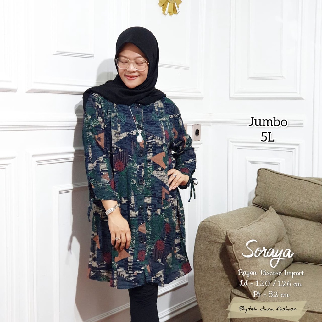 Baju Atasan Wanita Jumbo / Blouse Wanita Jumbo / Atasan Wanita Jumbo Model Soraya Viscose LD 124-7