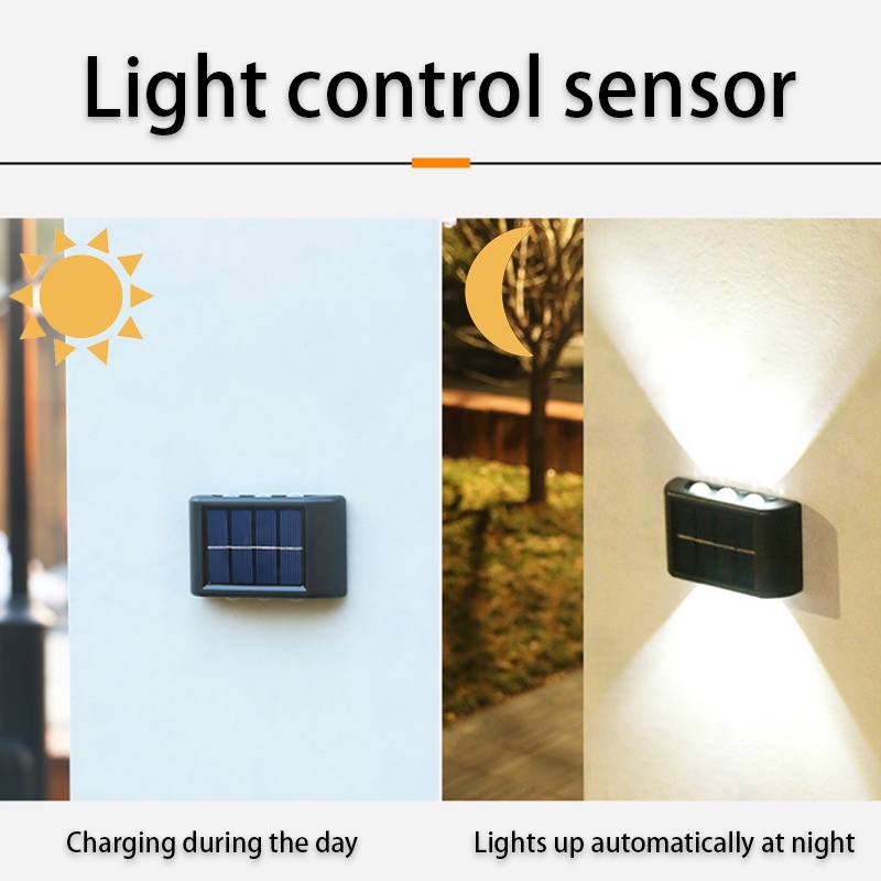 Lampu Dinding 6-led Tenaga Surya Tahan Air Untuk Dekorasi Taman / Outdoor