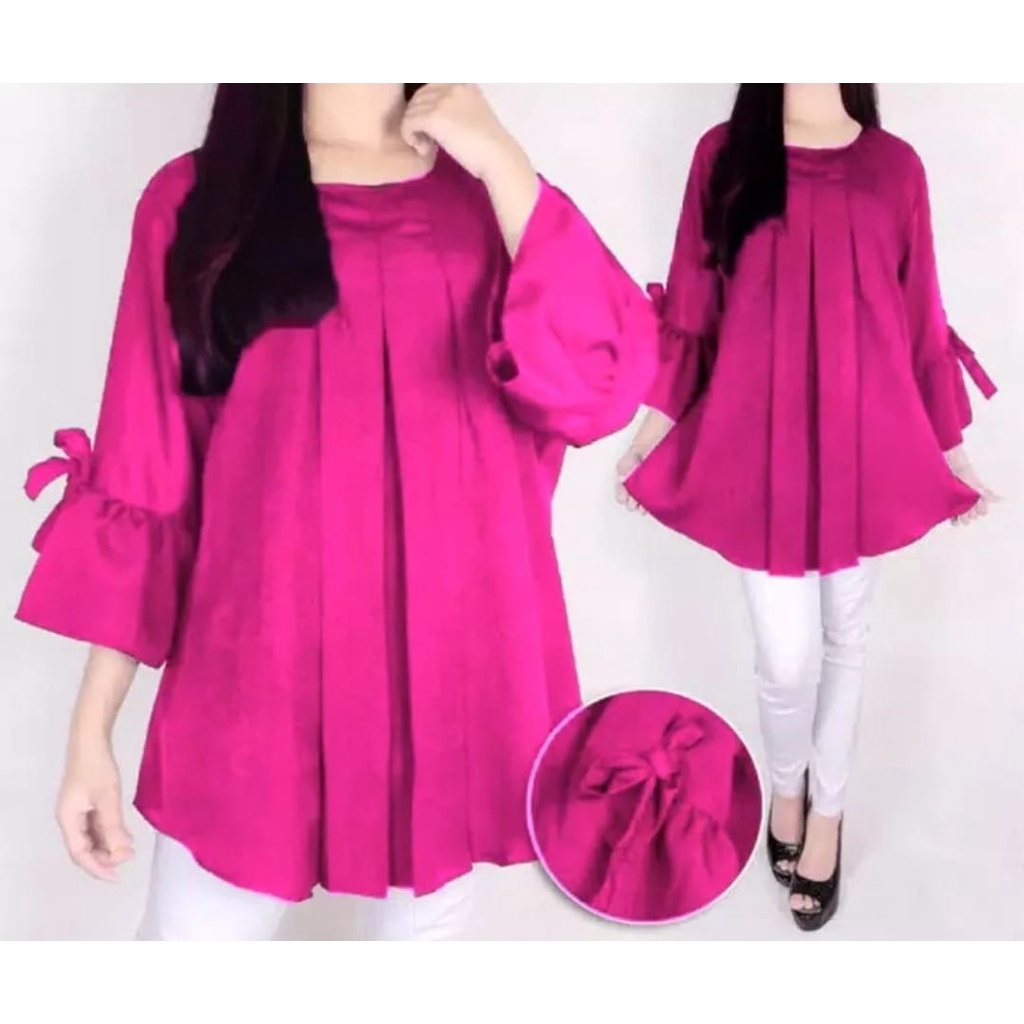ERLINDA  BLOUSE WANITA | BIG SIZE | PLAIN BLOUSE | ATASAN WANITA | BAJU JUMBO ERLINDA-Fanta