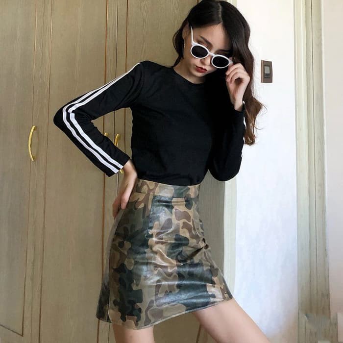 Rok Mini Korea Sexy Army Leather M Import Original