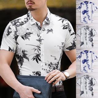 INCERUN Kemeja Lengan Pendek Slim Fit Casual Motif Bunga