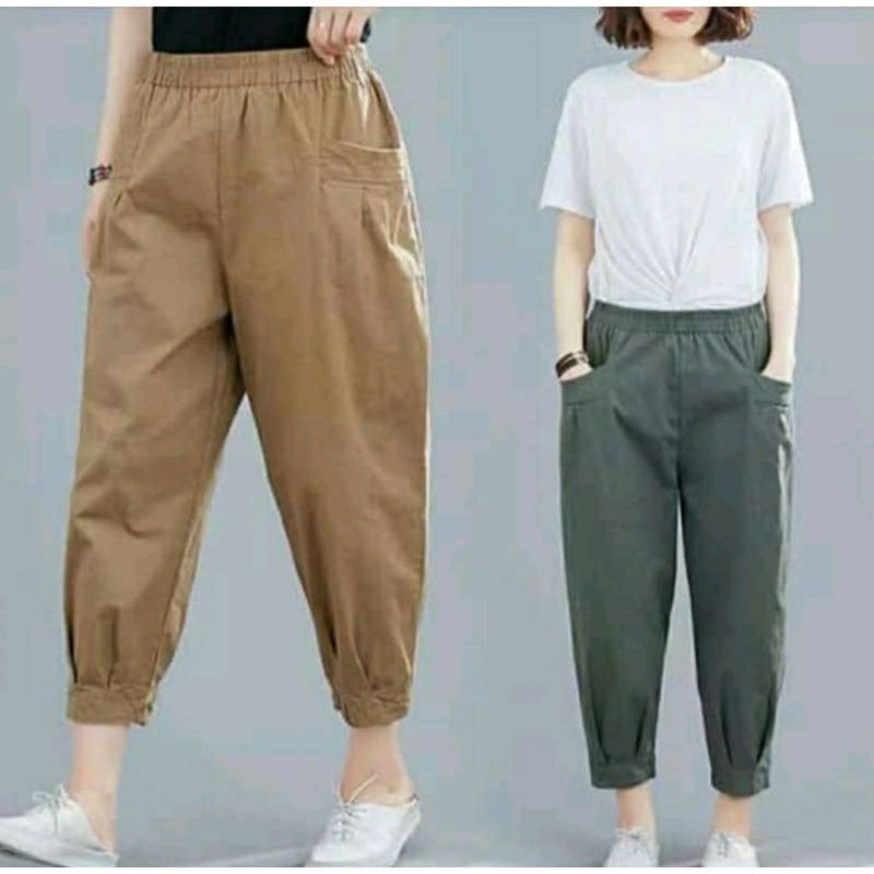 Mera Pants Celana Katun wanita Korea  Bahan Twill Stetch Premium