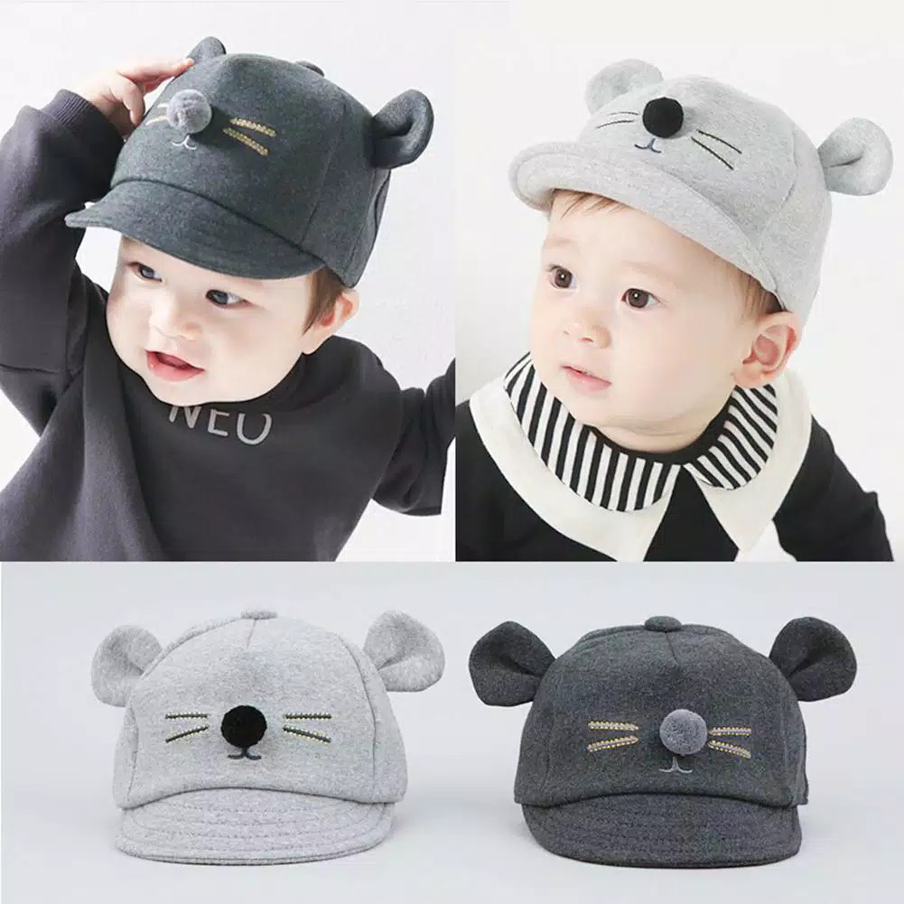 IMPORT Topi Baseball Motif Kucing Little Mouse 3D Bayi dan Anak